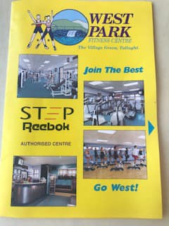 2018 westpark fitness image of older tallaght gym brochure with yellow background
