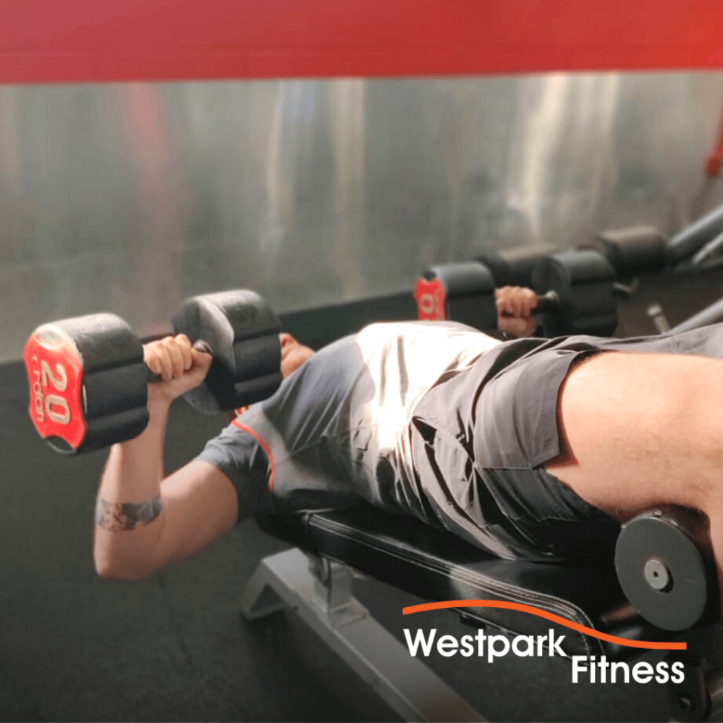 decline dumbbell chest press exercise of the week at westpark fitness